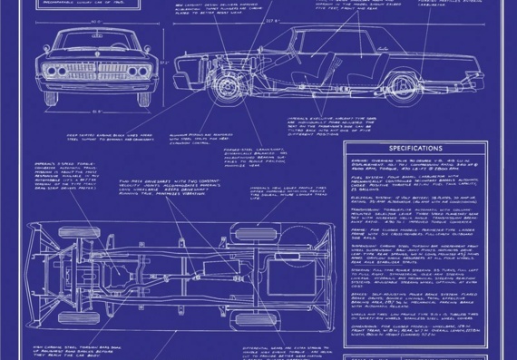 Chrysler Imperial (1965) - drawings (drawings) of the car